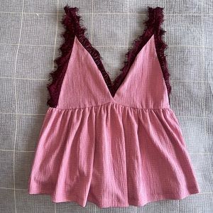 Urban Outfitters Pink V-Neck Tank Top